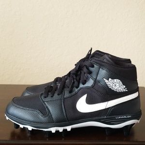 Nike Air Jordan 1 Football Cleats Black White Sz 9